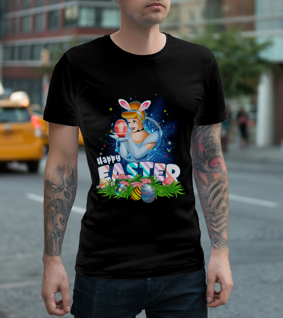Cinderella Easter Bunny Ears With Colorful Eggs And Flowers T-Shirt
