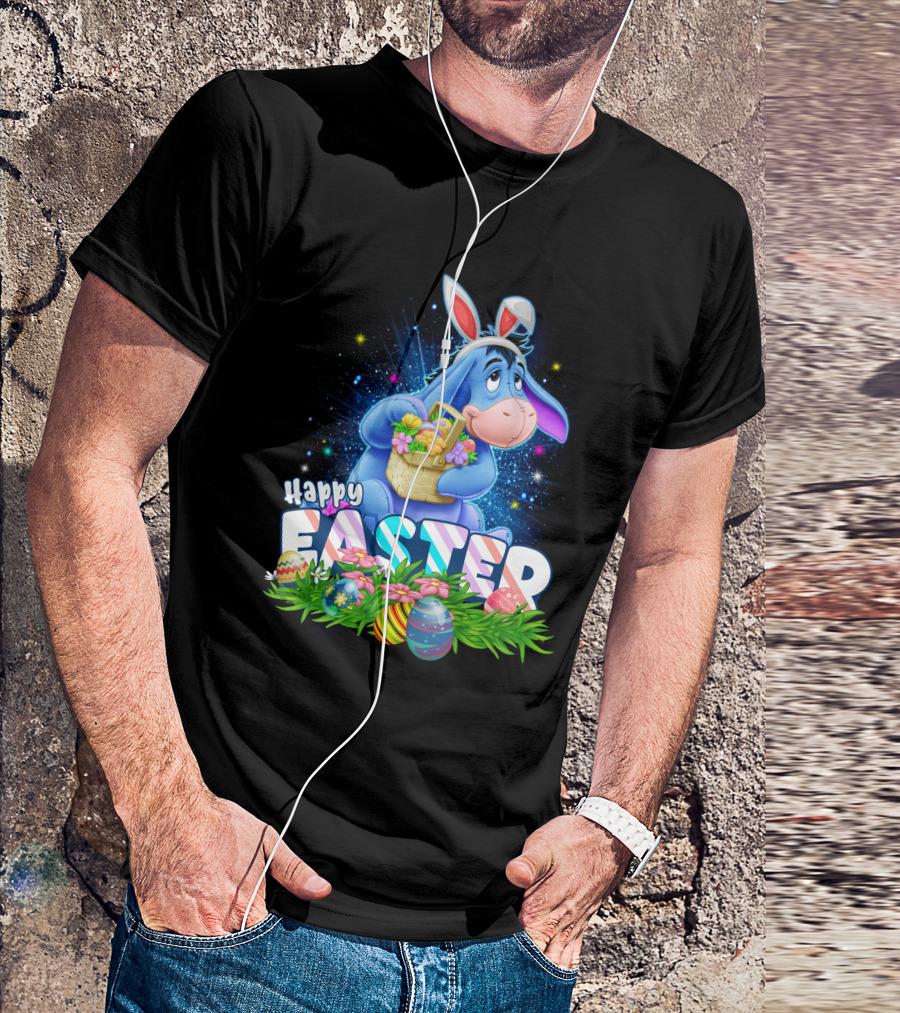 Eeyore Easter Basket With Eggs And Flowers Happy Easter T-Shirt