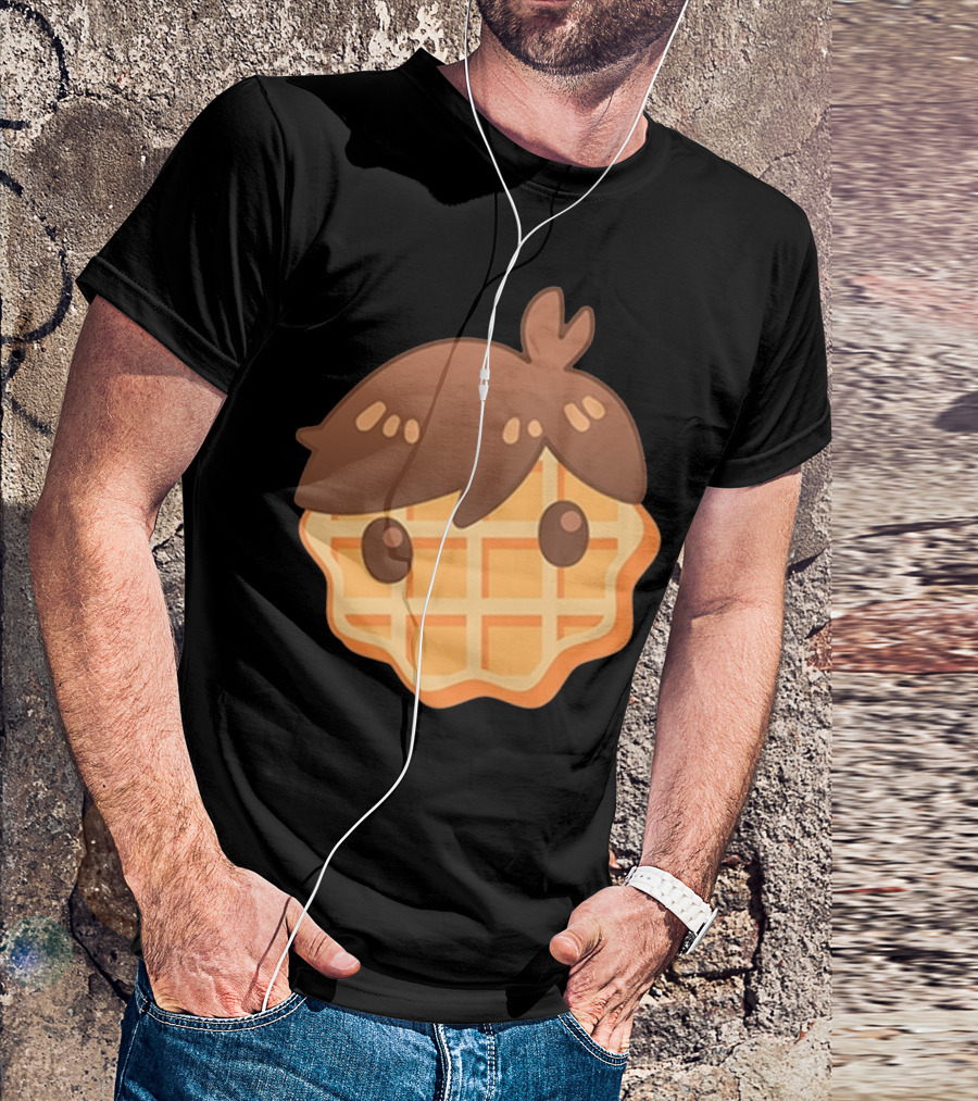 Waffle Head Cute Breakfast Character Face With Hair T-Shirt