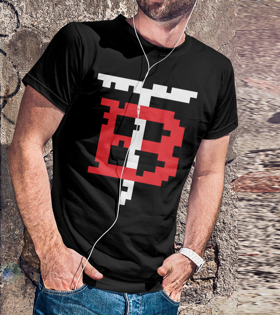 GGEZ BLACK Pixelated Red B With White T T-Shirt