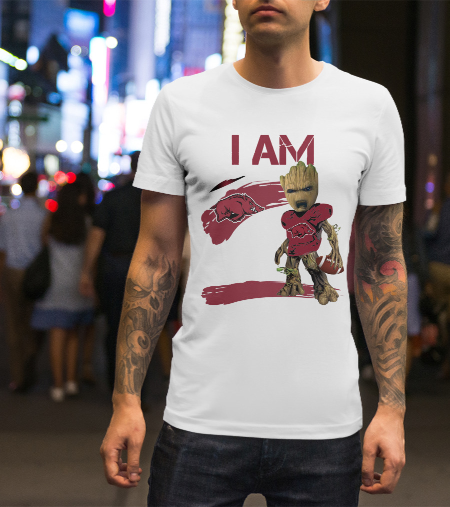 I AM Arkansas Razorbacks Football Groot Fan T-Shirt