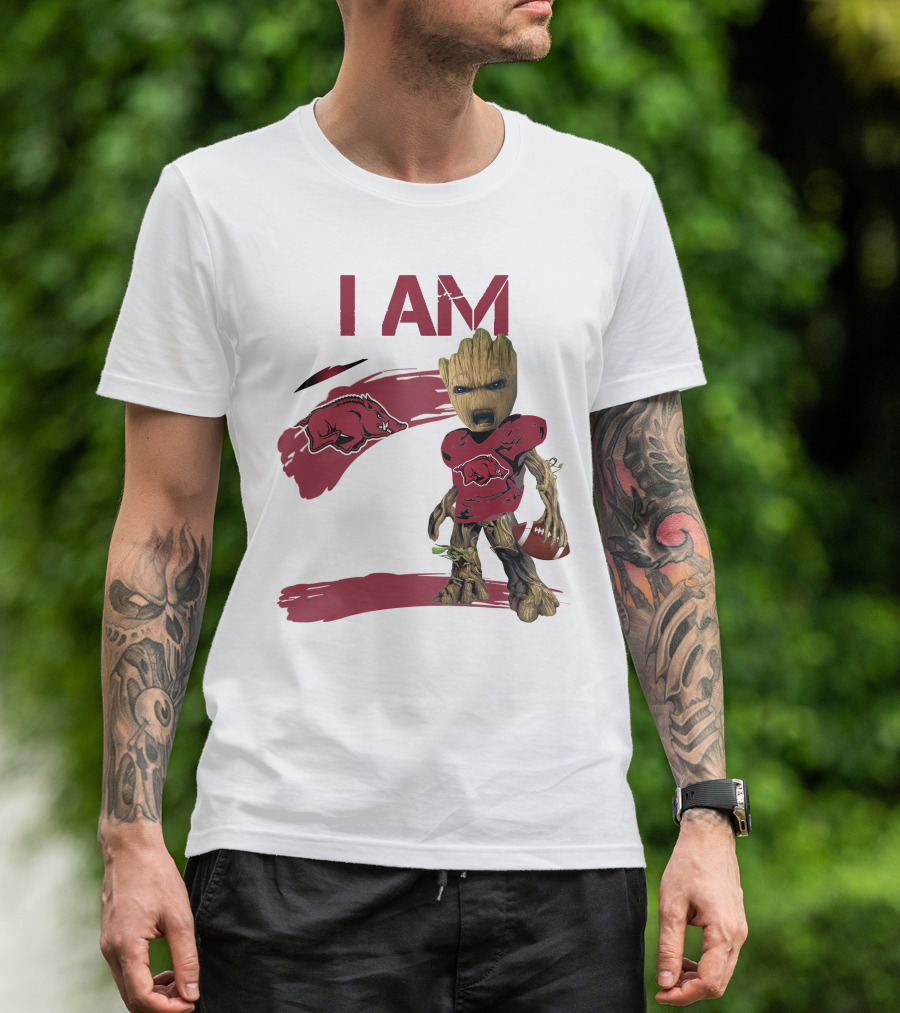 I AM Arkansas Razorbacks Football Groot Fan T-Shirt