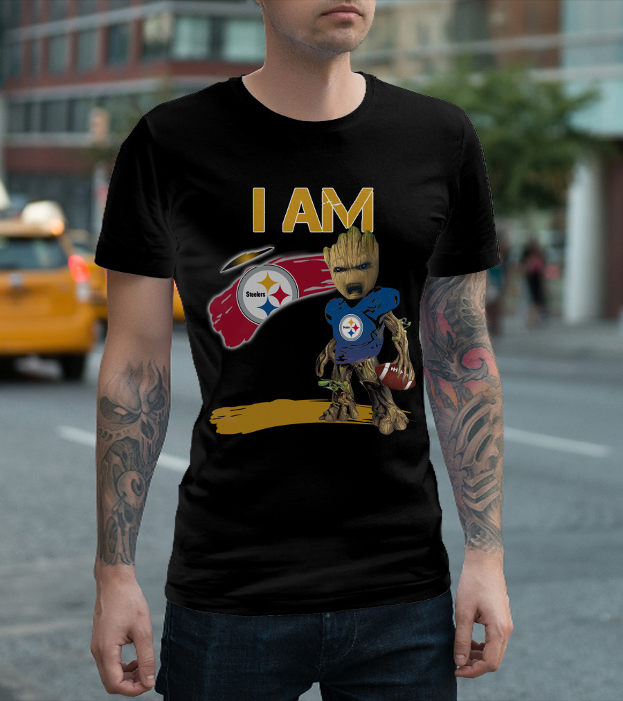 I AM Steelers Groot Football Fan Crossover T-Shirt