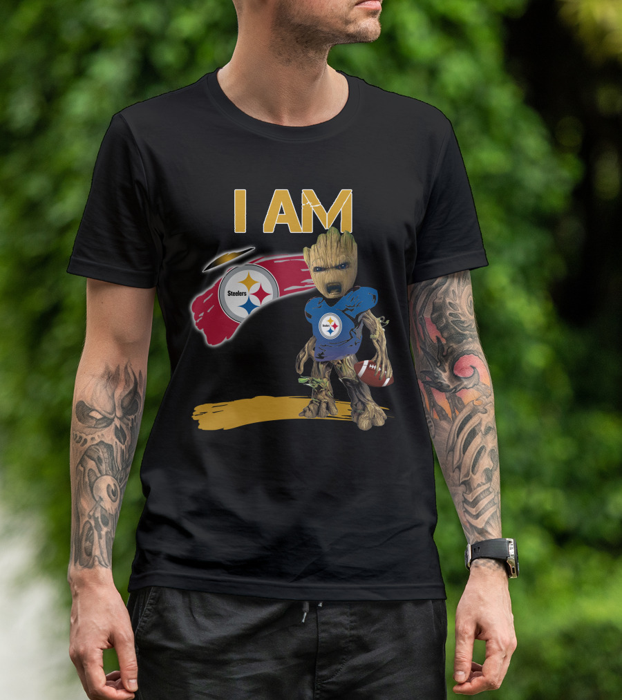I AM Steelers Groot Football Fan Crossover T-Shirt