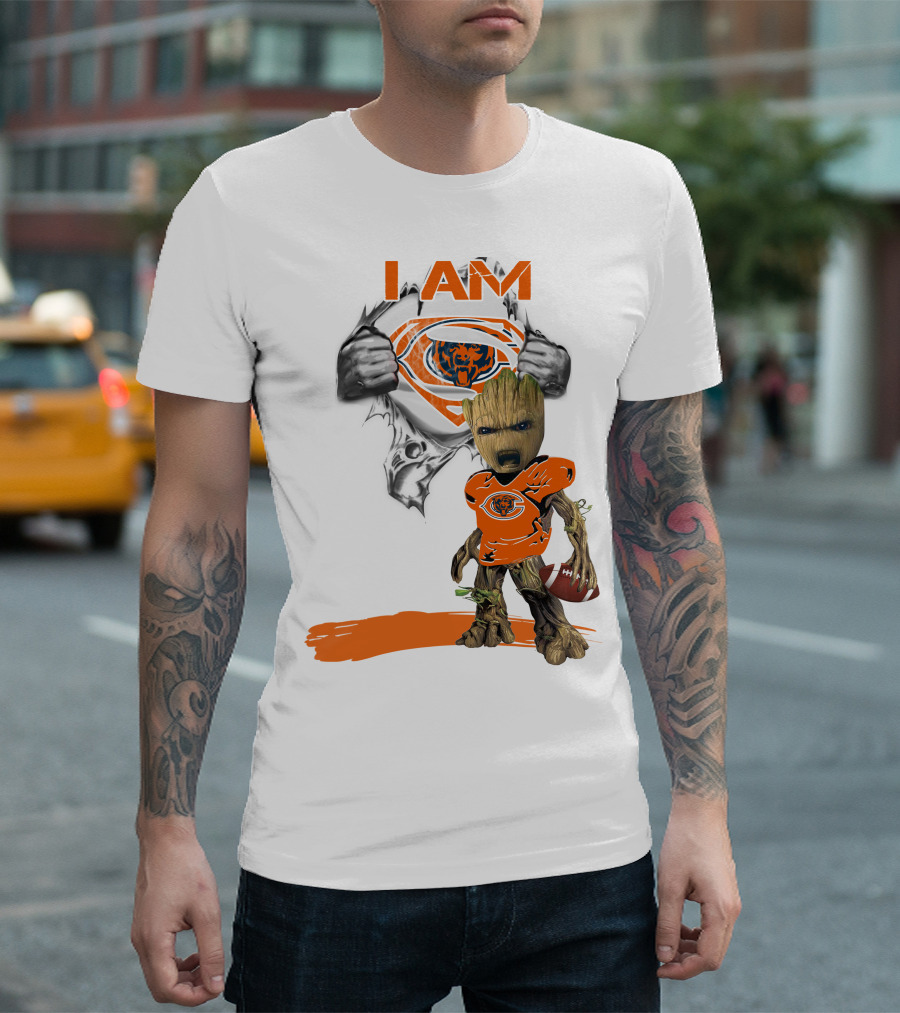 I Am Chicago Bears Baby Groot Football Superman T-Shirt