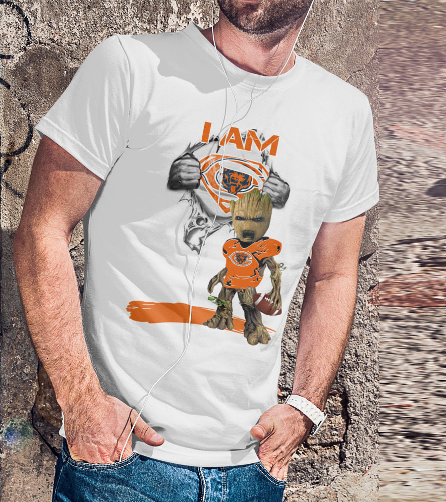 I Am Chicago Bears Baby Groot Football Superman T-Shirt