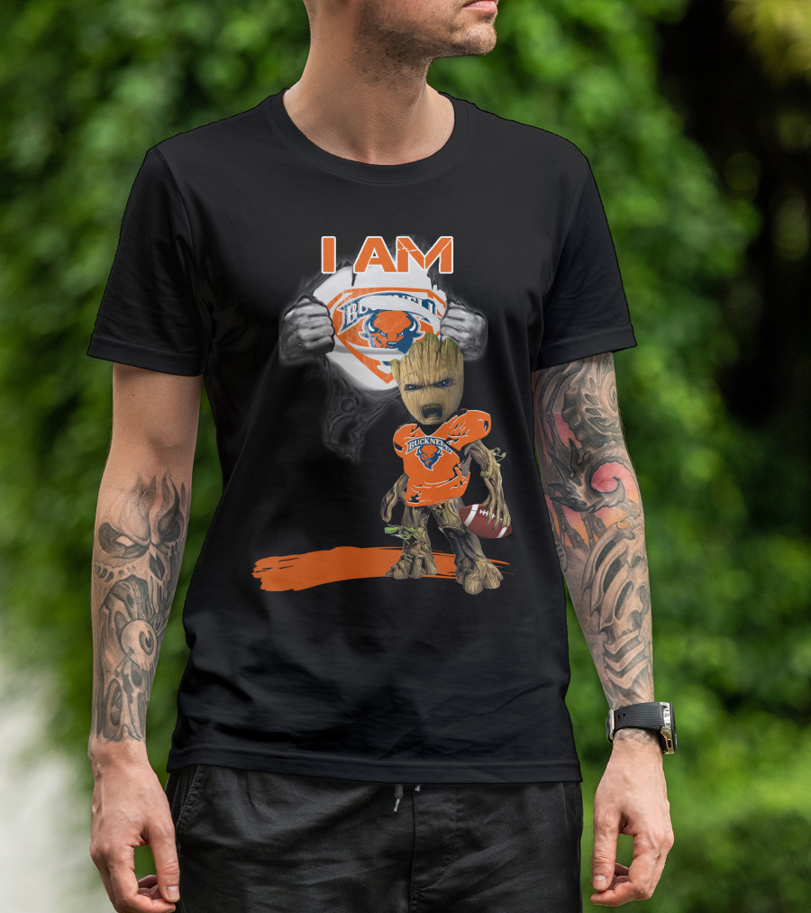 I AM Bucknell Bison Baby Groot Football T-Shirt