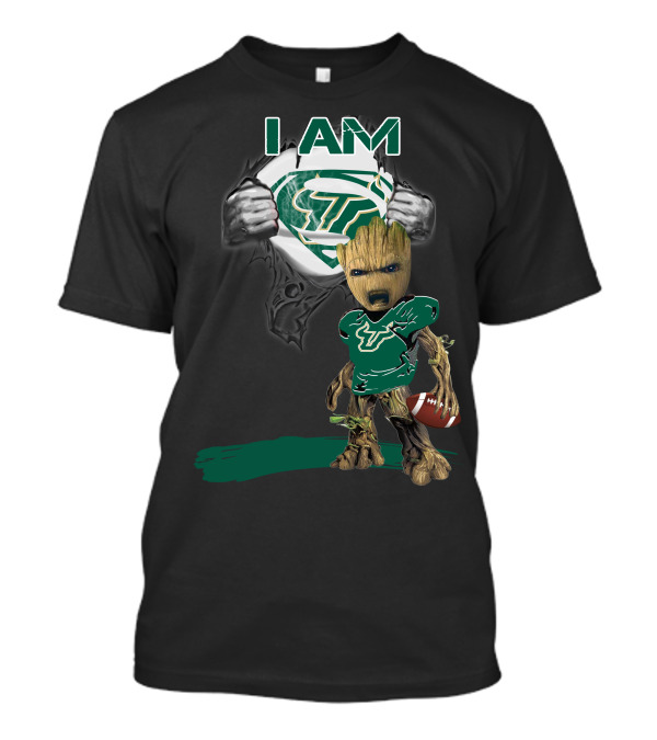 I AM USF Bulls Baby Groot Superman Football T-Shirt