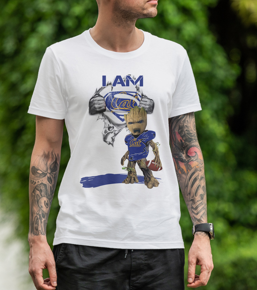 I AM Cal Baby Groot Superman Football T-Shirt