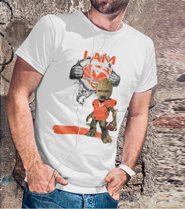 I AM Cavaliers Baby Groot Superman Football T-Shirt