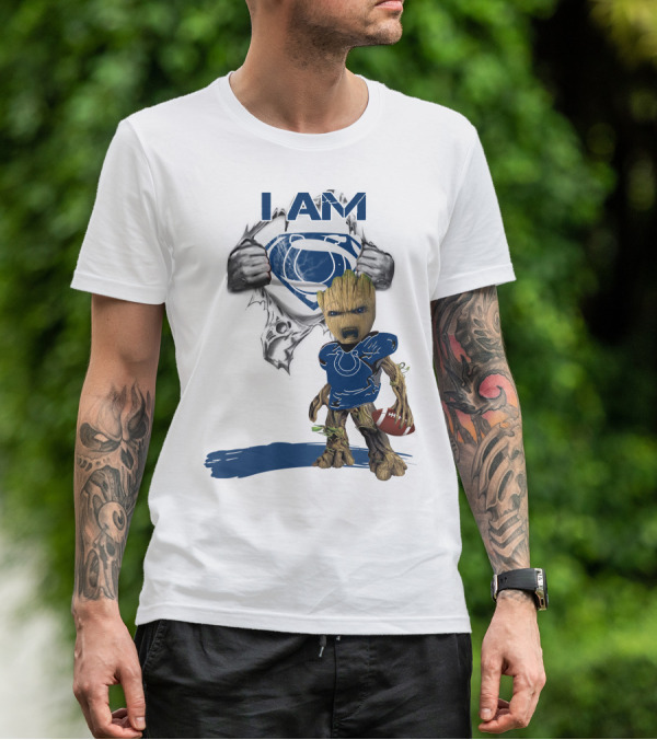I Am Colts Baby Groot Superman Football T-Shirt
