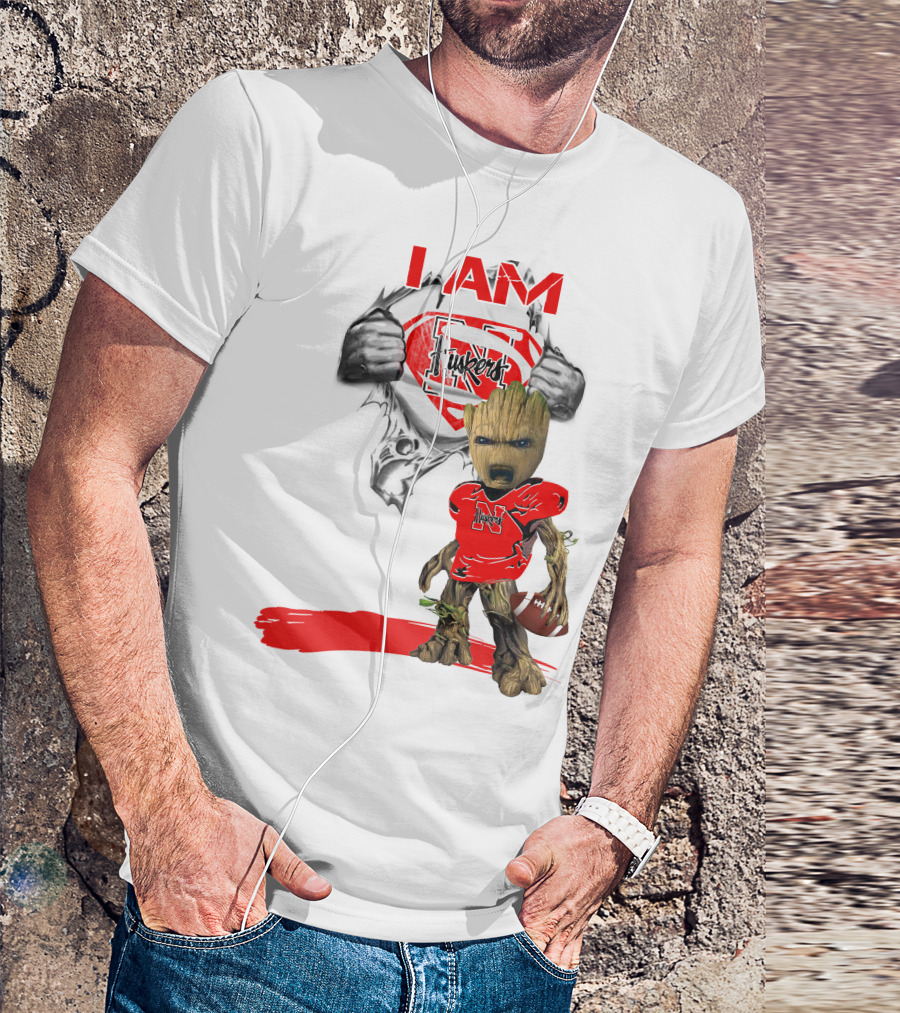 I Am Husker Baby Groot Superman Cornhuskers Football T-Shirt