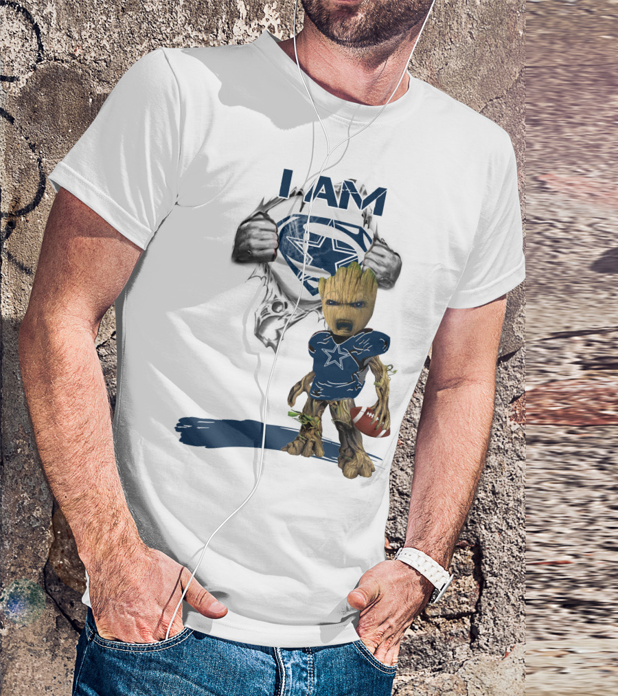 I Am Cowboys Baby Groot Superman Football T-Shirt