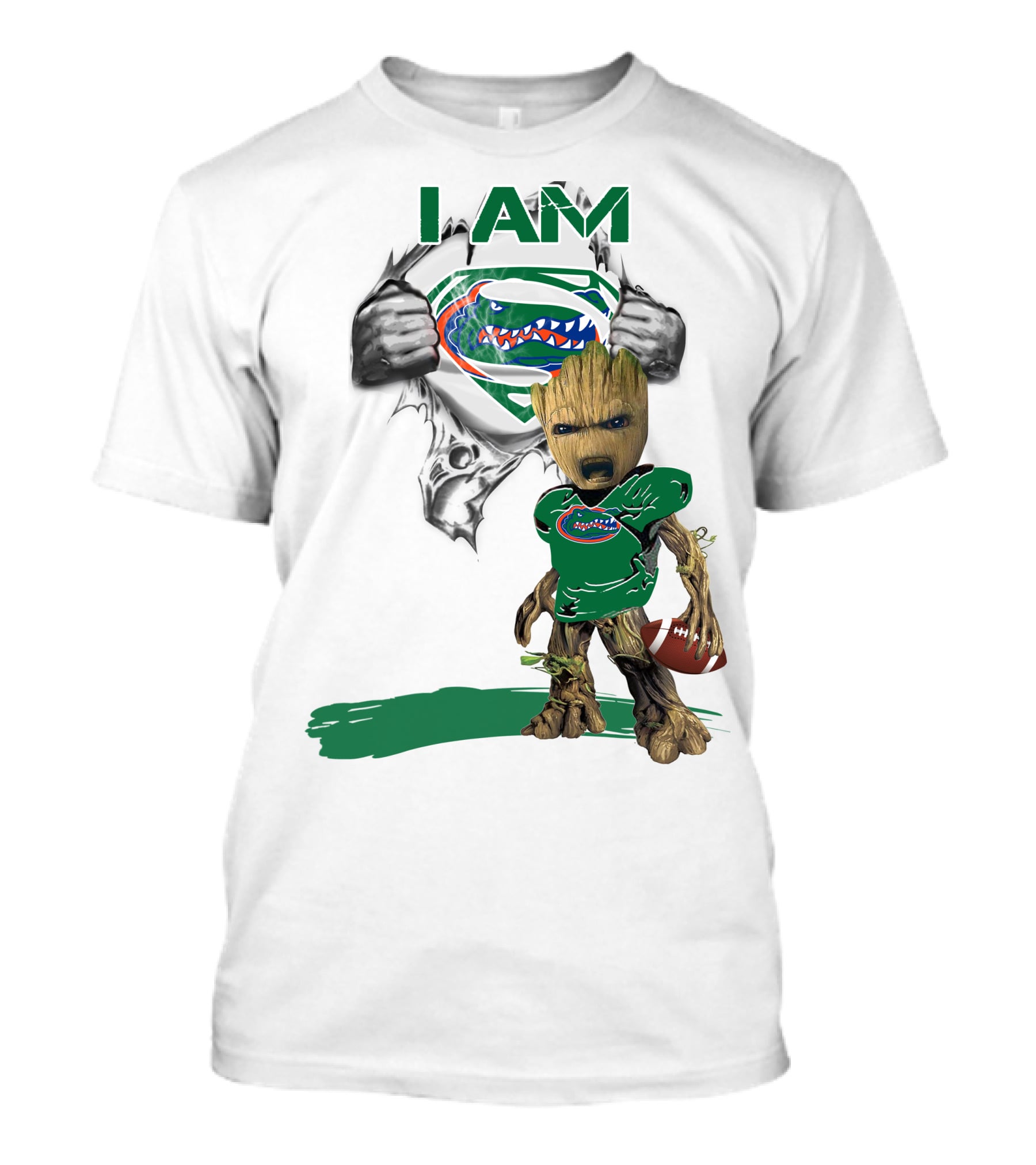 I AM Gators Baby Groot Superman Football T-Shirt