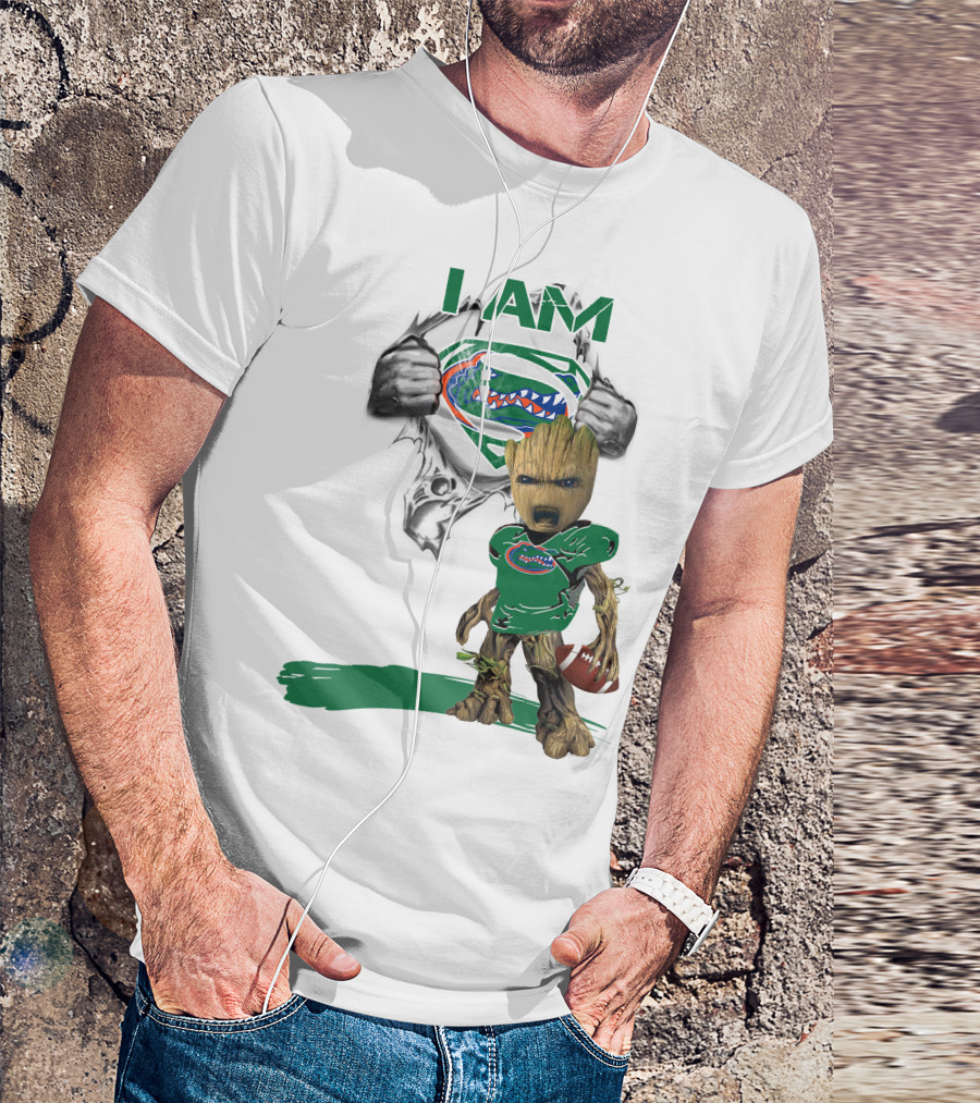 I AM Gators Baby Groot Superman Football T-Shirt