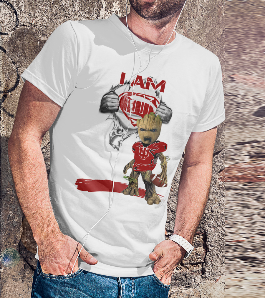 I AM Hoosiers Baby Groot Superman Football T-Shirt