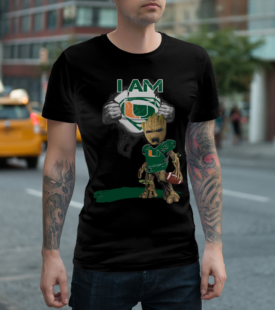 I Am Hurricanes Baby Groot Superman Football T-Shirt