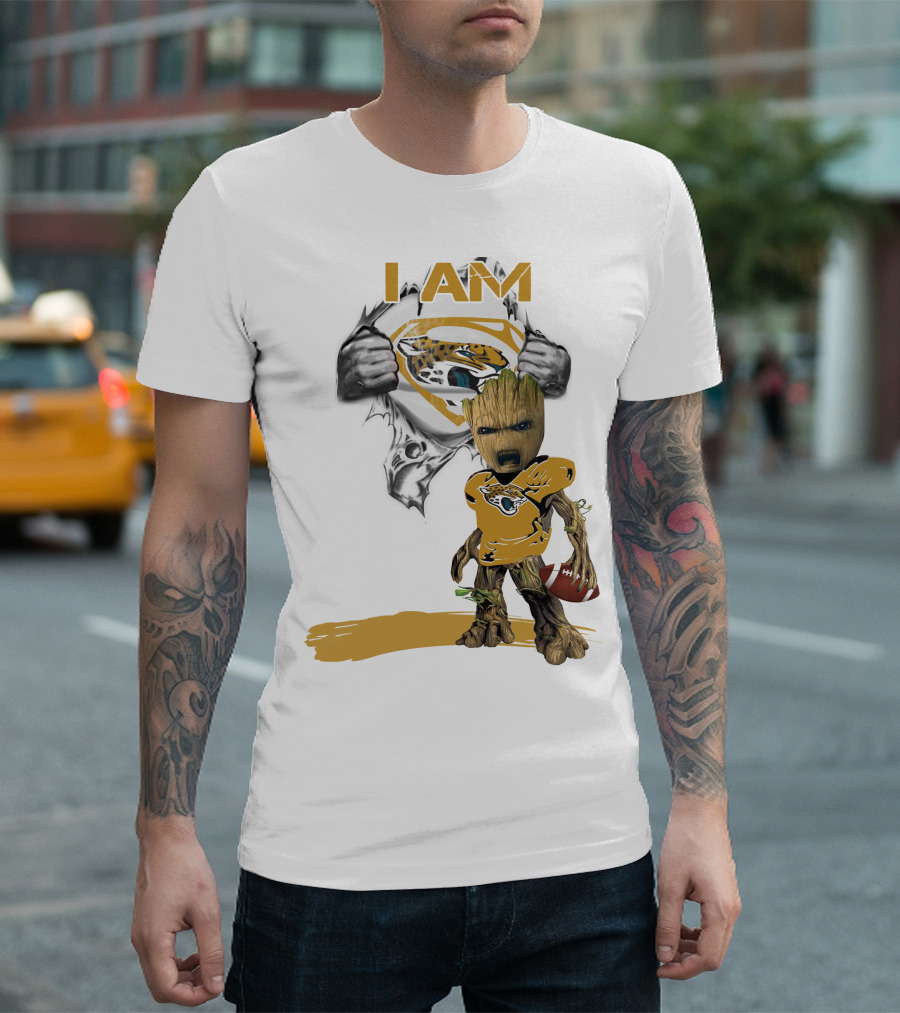 I Am Jaguars Baby Groot Superman Football Fan T-Shirt