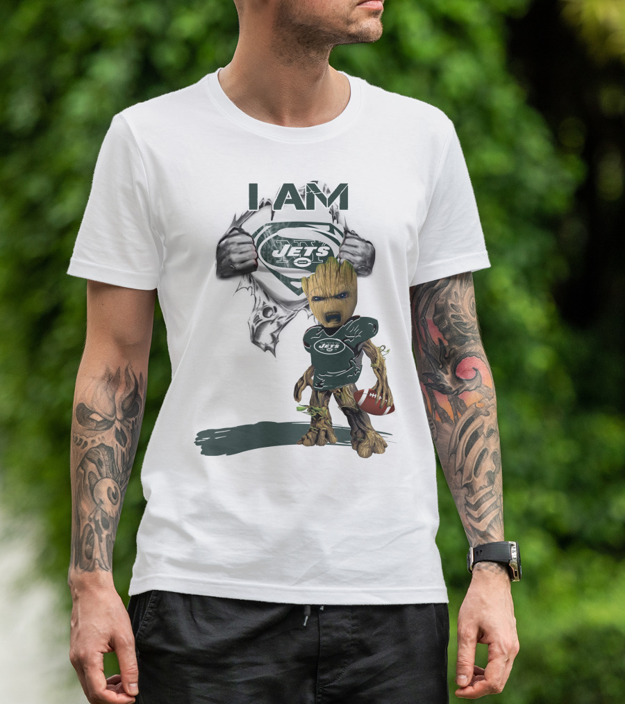 I Am Jets Baby Groot Superman Football Fan T-Shirt