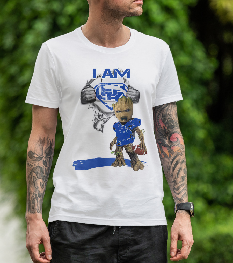 I Am Kentucky Baby Groot UK Superman Football T-Shirt