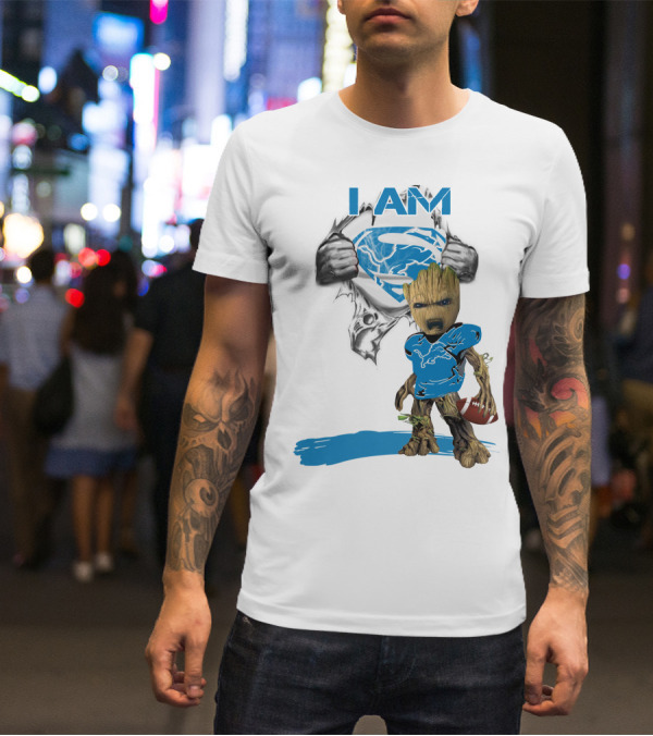 I AM Lion Baby Groot Superman Football T-Shirt