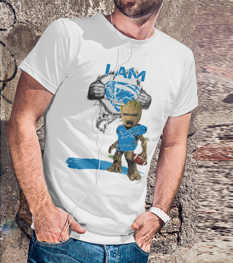 I AM Lion Baby Groot Superman Football T-Shirt