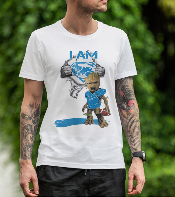 I AM Lion Baby Groot Superman Football T-Shirt