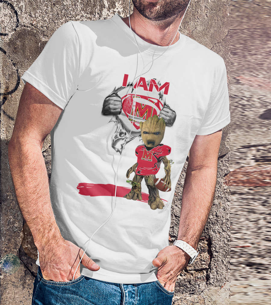 I Am Maryland Baby Groot Football Superman T-Shirt