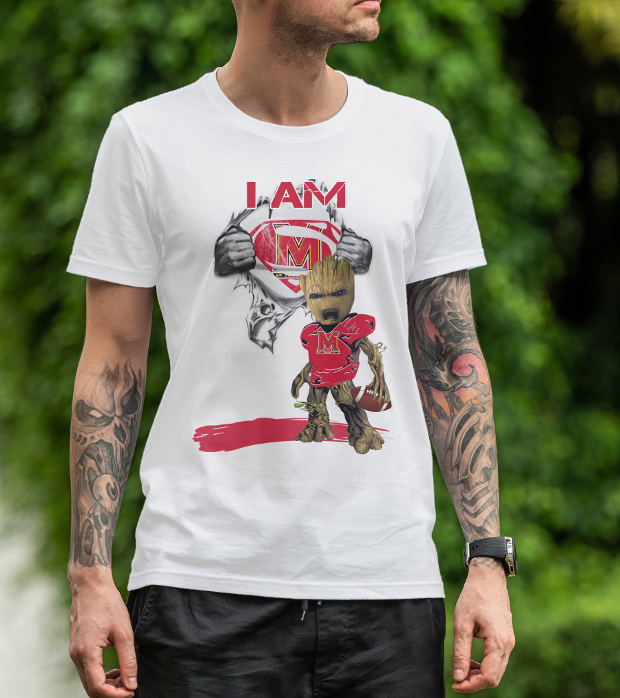 I Am Maryland Baby Groot Football Superman T-Shirt