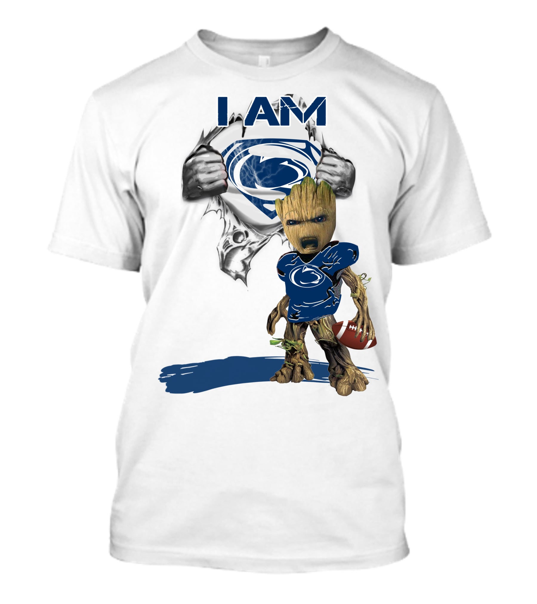 I Am Baby Groot Penn State Football Holding Superman T-Shirt