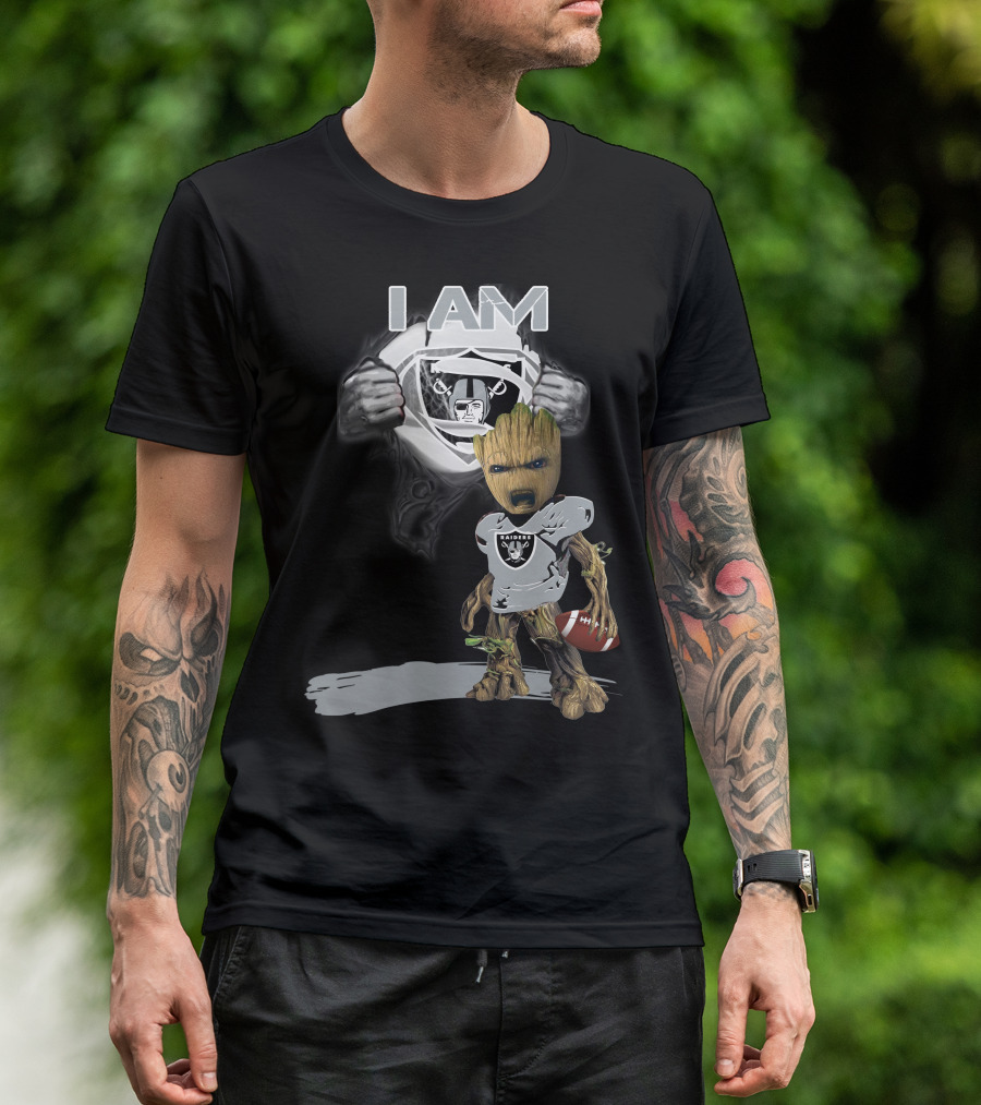 Raiders Baby Groot I Am Superman NFL Football T-Shirt