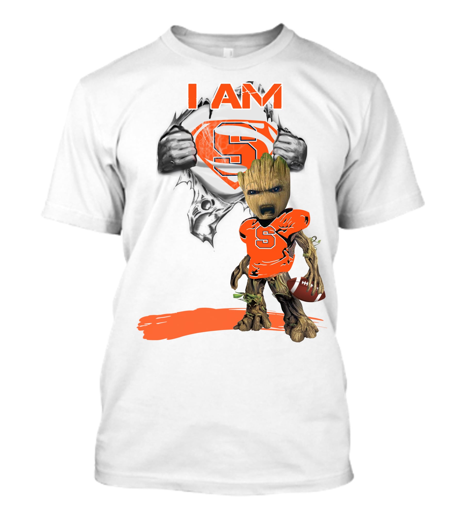I Am Syracuse Baby Groot Superman Football T-Shirt