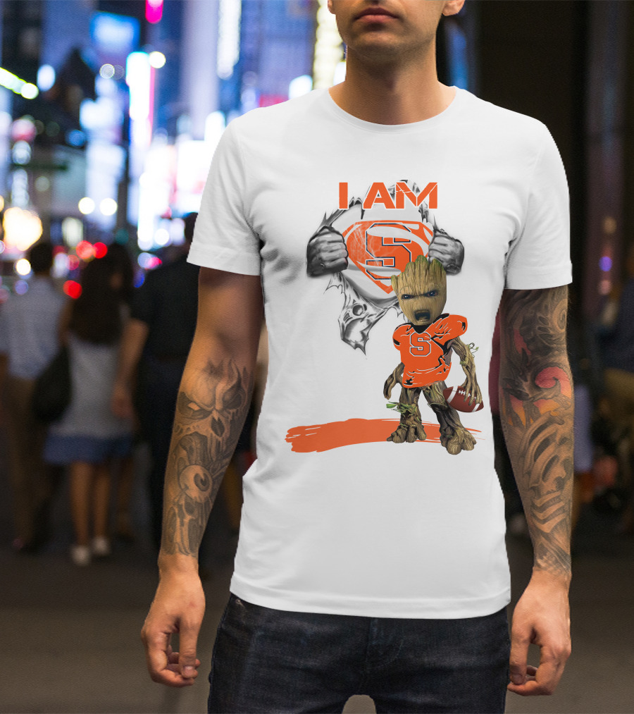 I Am Syracuse Baby Groot Superman Football T-Shirt