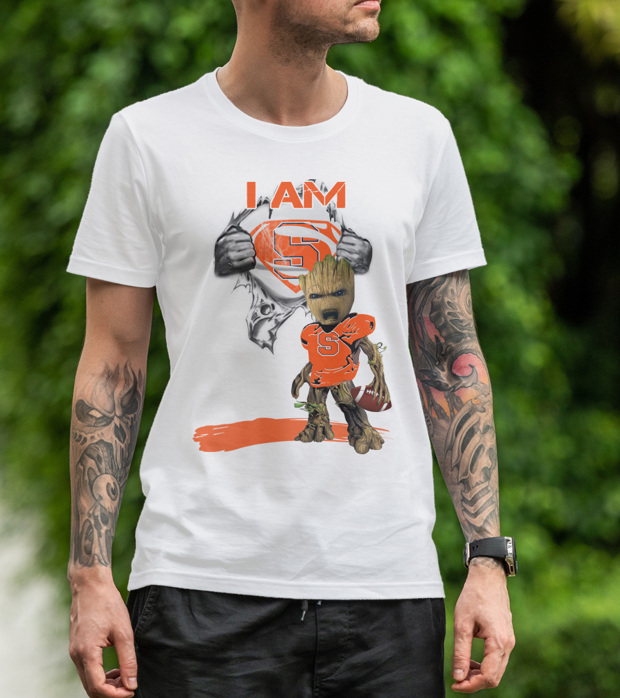 I Am Syracuse Baby Groot Superman Football T-Shirt