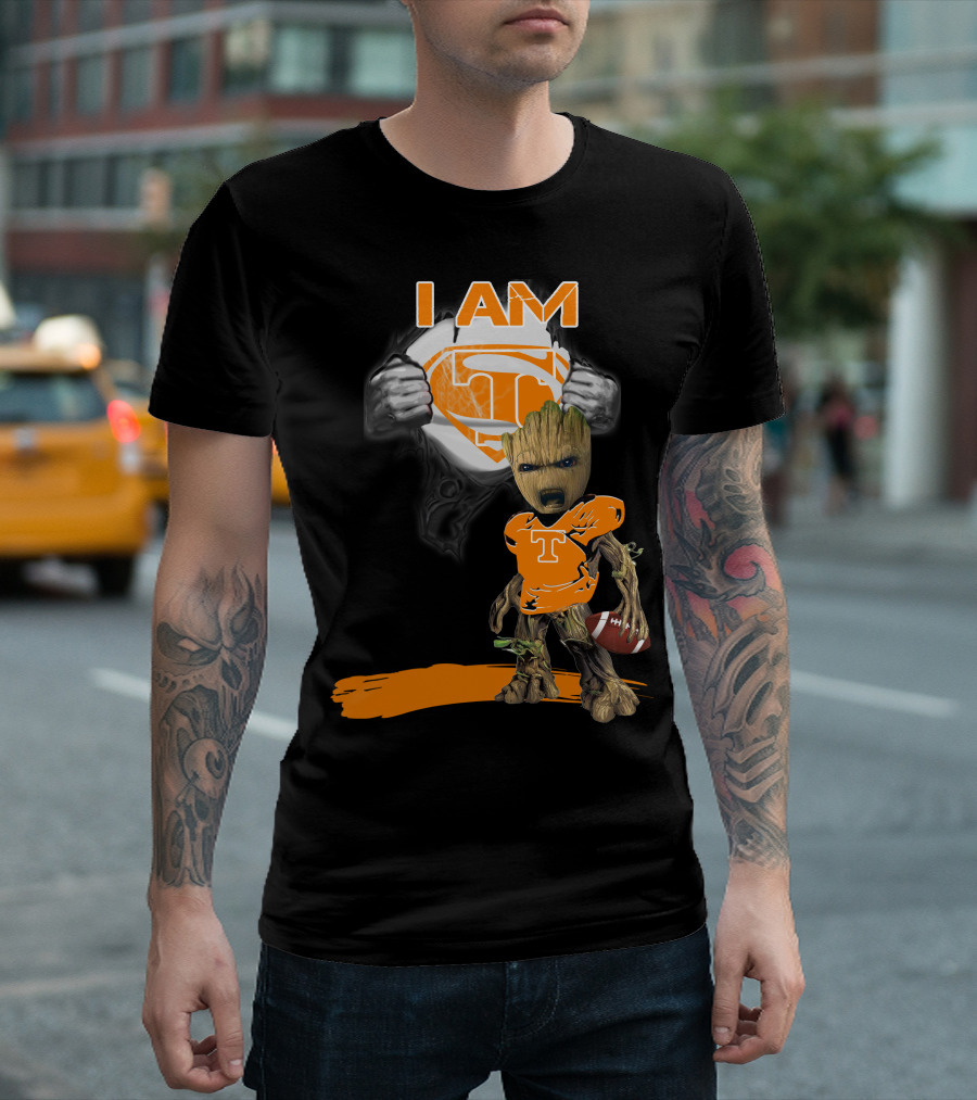 I Am Tennessee Baby Groot Superman Football T-Shirt