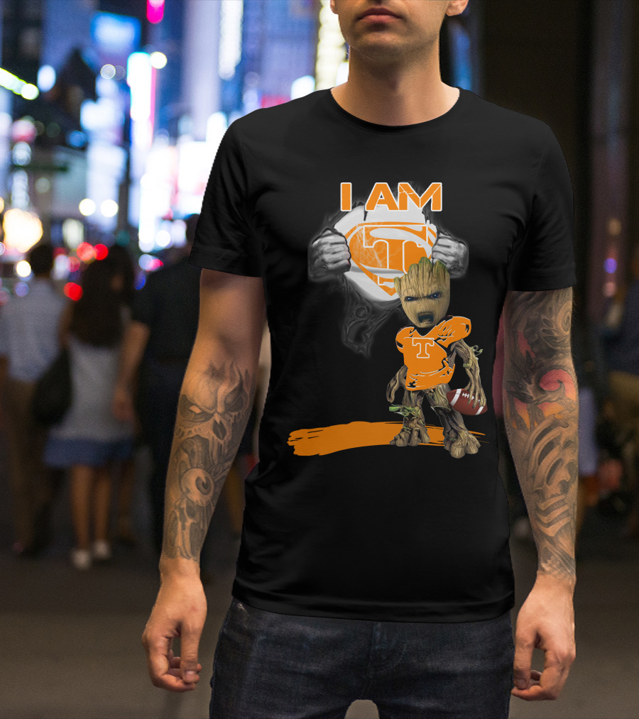 I Am Tennessee Baby Groot Superman Football T-Shirt