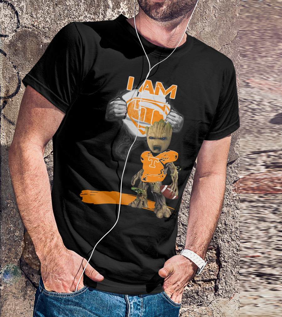I Am Tennessee Baby Groot Superman Football T-Shirt