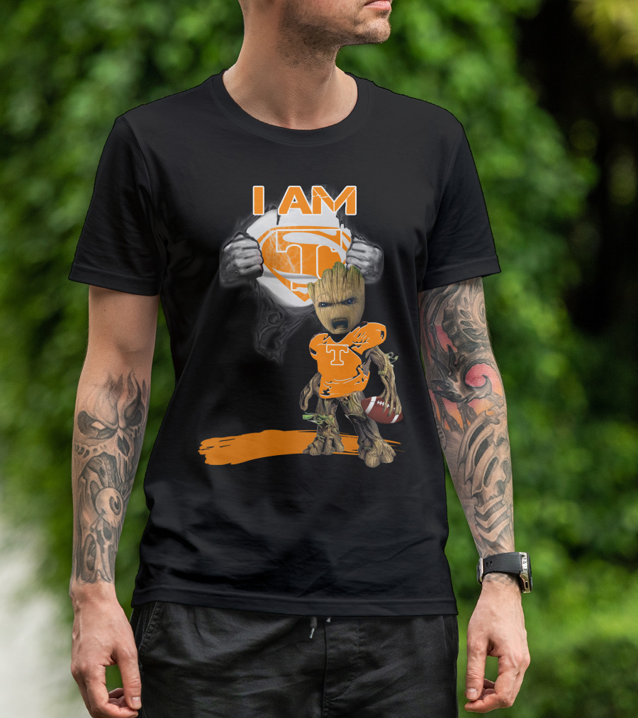 I Am Tennessee Baby Groot Superman Football T-Shirt