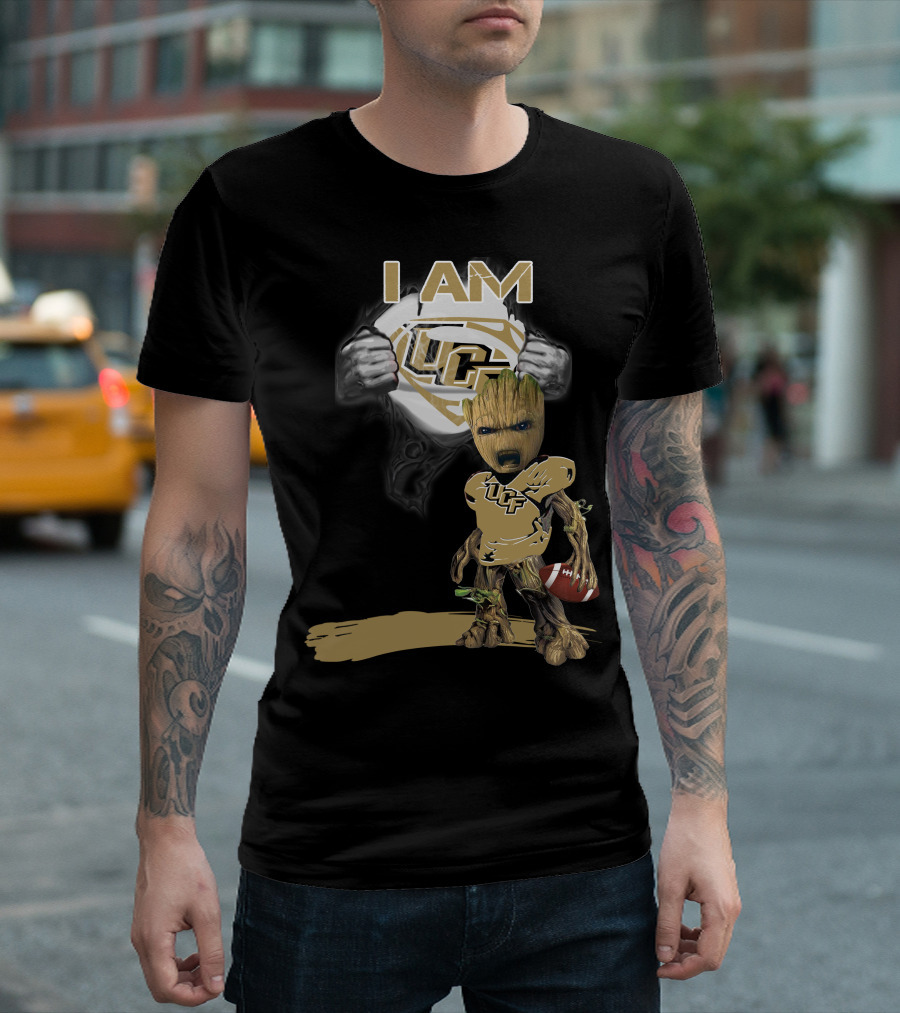 I AM UCF Baby Groot Football Superman T-Shirt
