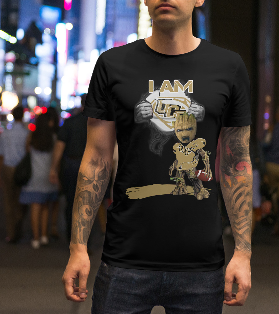 I AM UCF Baby Groot Football Superman T-Shirt