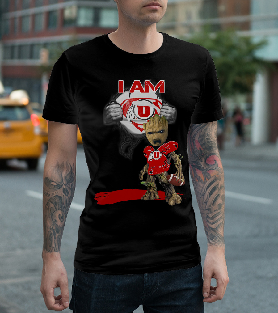 I Am Utes Baby Groot Superman Football T-Shirt