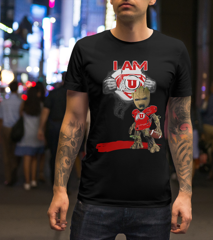I Am Utes Baby Groot Superman Football T-Shirt