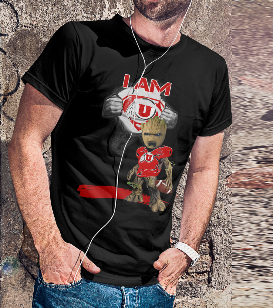 I Am Utes Baby Groot Superman Football T-Shirt