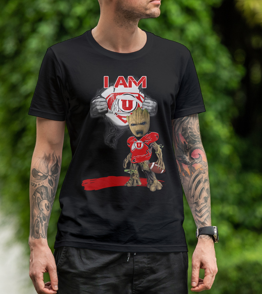 I Am Utes Baby Groot Superman Football T-Shirt