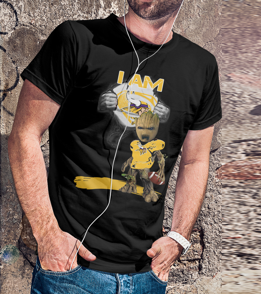 I AM Vikings Baby Groot Superman Football Fusion T-Shirt