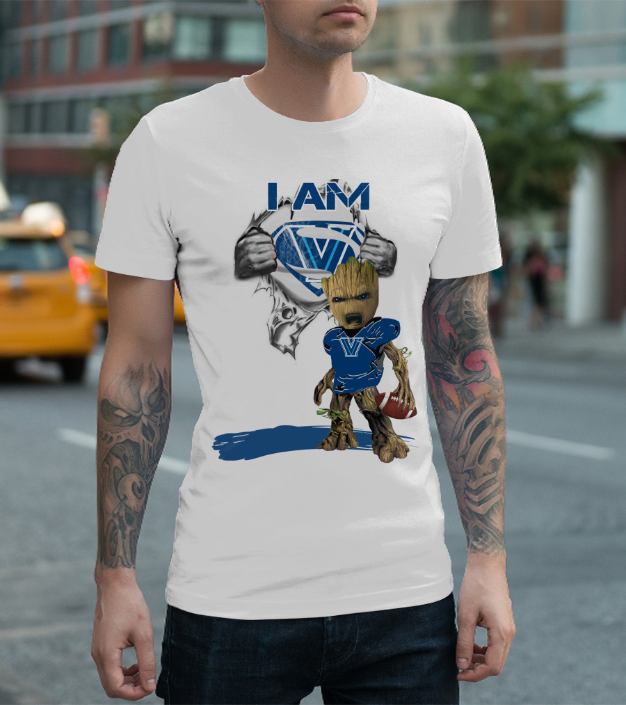 I AM Wildcats Baby Groot Villanova Superman Football T-Shirt