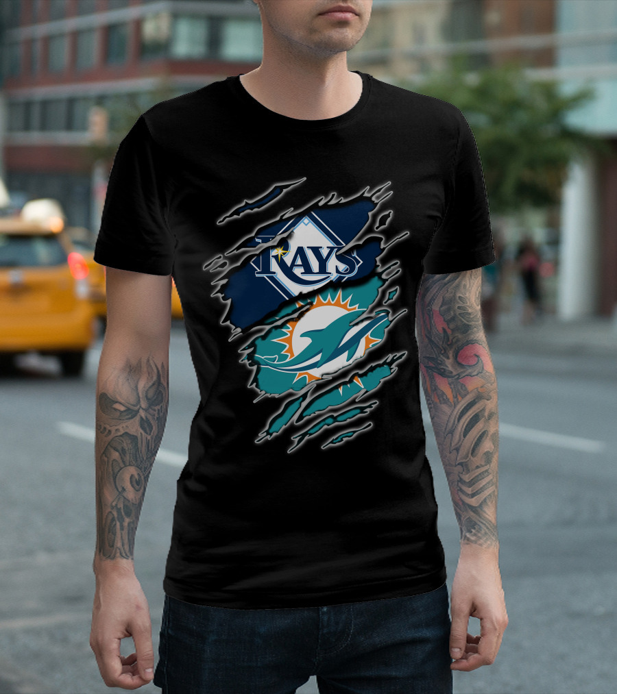 Rays Dolphins Ripped T-Shirt