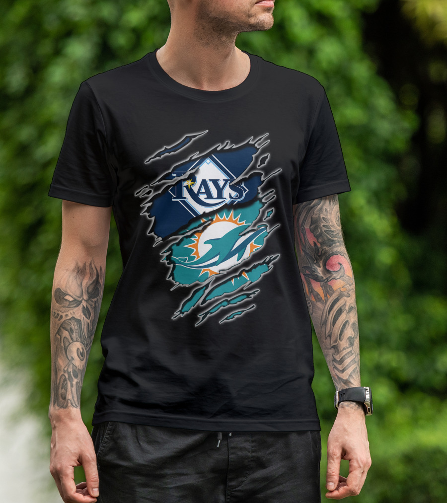 Rays Dolphins Ripped T-Shirt