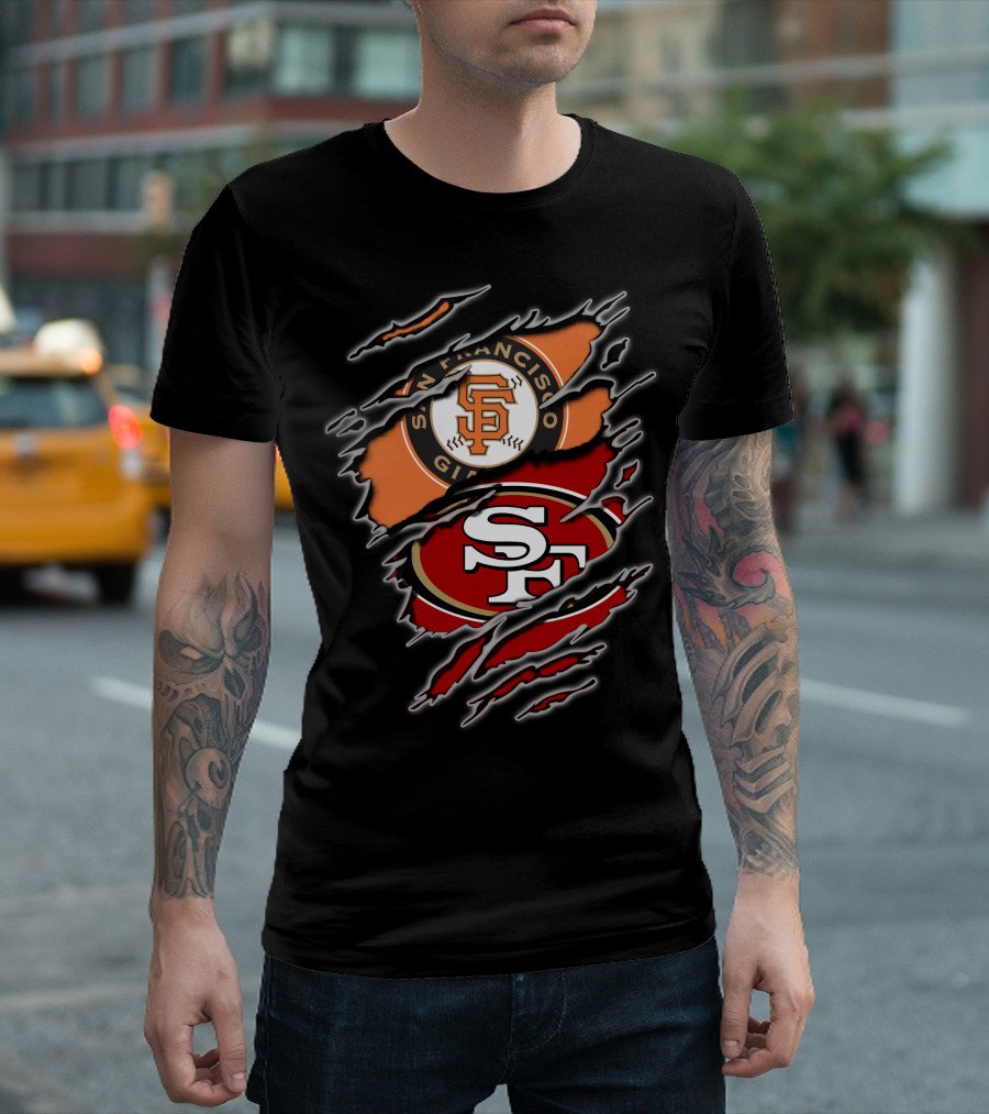 San Francisco Giants 49ers SF Logo Dual Team Claw Marks T-Shirt