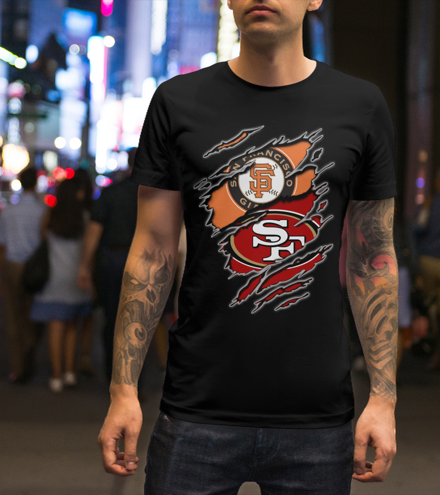 San Francisco Giants 49ers SF Logo Dual Team Claw Marks T-Shirt